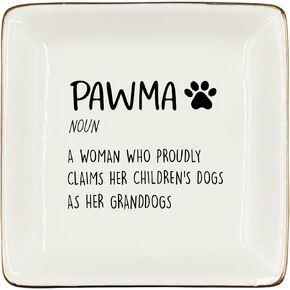 Dog Grandma Gifts Ceramic Jewelry Tray Dish, Dog Mom Gifts, Mothers Day Dog Lovers Pet Owners Gifts for Women, Pawma Gifts Nana Grammy Dog Grandmother Jewelry Plate Ring Trinket Dish 326
