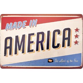 ERLOOD Made in America Retro Metal Vintage Tin Sign 12 x 8