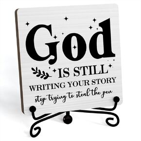 Inspirational Office Desk Decor, Dear God Thank You Sign, Desk Decorations For Office Home Living Room Classroom, Shelf Decor, Inspirational Christian Gifts, Wooden Plaque With Stand (B20)