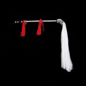 VGEBY Taichi Fuchen Horsetail Whisk, Martial Arts Buddhist Taoist Wooden Handle Horse Tail with Carry Bag Martial Arts Supplies African Whisk Taoist Whisk Fly Whisk