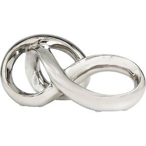 Deco 79 Ceramic Abstract Decorative Sculpture Infinity Loop Home Decor Statue, Accent Figurine 11" x 5" x 5", Silver