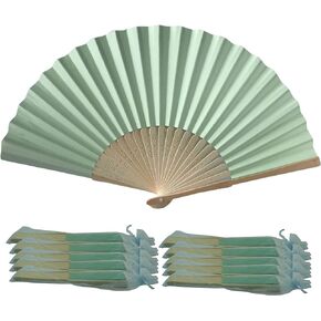 Rangebow Pack of 10 Wholesale Paper Hand Fan Bamboo Ribs Wedding Party Favour (Black)