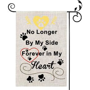 Pet Memorial Garden Flag No Longer By My Side Forever in My Heart Pawprints Garden Flag Lost Pet Cat Dog Bereavement Gift Memory Garden Flag Remembrance Gift (beige)