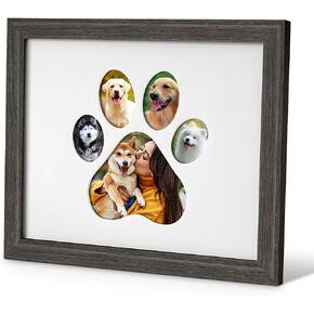 5-Opening Dog Paw Print Collage Frame,Pet Paw Print Picture Frame, Frame for Dog Dad and Mom,Dog Paw Print Gifts,Pet Memorial Picture Frame