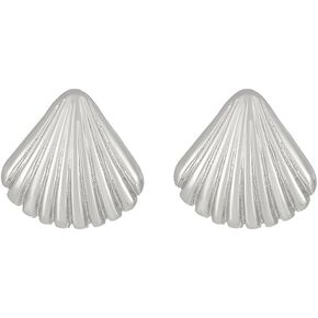 Seashell Gold/Silver Earrings Chunky Gold Hoop Earrings for Women Girls Lightweight Seashell Stud Earrings Hypoallergenic Gold Plated Earrings Fashion Jewelry Summer Beach Ocean Jewelry Gift