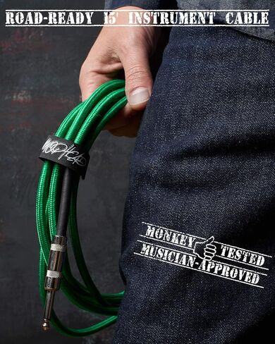 15-Foot Guitar Instrument Cable - 1/4 Inch TS to 1/4 Inch TS Pro Grade Double Insulated Tweed Braided for Electric Guitar, Bass, Amp, Keyboard (Green and White) in Saudi Arabia