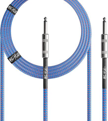 كابل أدوات الجيتار بطول 15 قدم - 1/4 بوصة TS إلى 1/4 بوصة TS Pro درجة مزدوجة من التويد المعزول للجيتار الكهربائي، والباس، والأمبير، ولوحة المفاتيح (أخضر وأبيض) in Kuwait