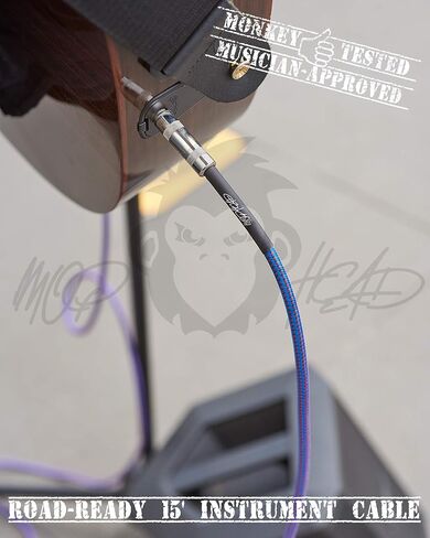 كابل أدوات الجيتار بطول 15 قدم - 1/4 بوصة TS إلى 1/4 بوصة TS Pro درجة مزدوجة من التويد المعزول للجيتار الكهربائي، والباس، والأمبير، ولوحة المفاتيح (أخضر وأبيض) in Kuwait