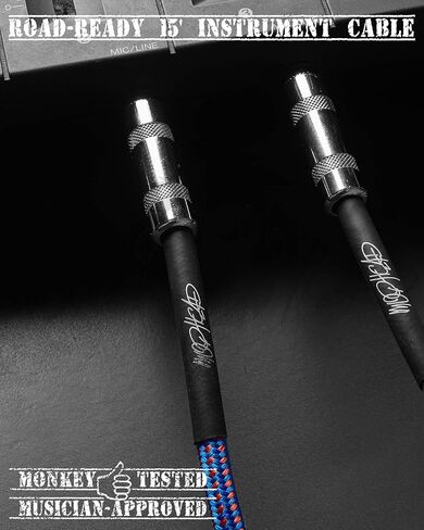 كابل أدوات الجيتار بطول 15 قدم - 1/4 بوصة TS إلى 1/4 بوصة TS Pro درجة مزدوجة من التويد المعزول للجيتار الكهربائي، والباس، والأمبير، ولوحة المفاتيح (أخضر وأبيض) in Kuwait