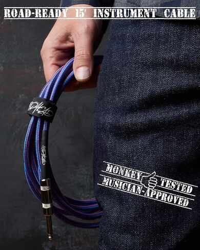 كابل أدوات الجيتار بطول 15 قدم - 1/4 بوصة TS إلى 1/4 بوصة TS Pro درجة مزدوجة من التويد المعزول للجيتار الكهربائي، والباس، والأمبير، ولوحة المفاتيح (أخضر وأبيض) in Kuwait