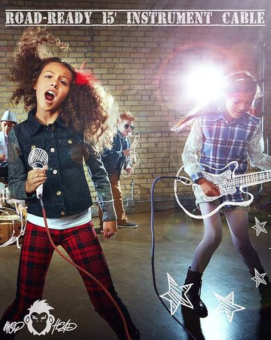 كابل أدوات الجيتار بطول 15 قدم - 1/4 بوصة TS إلى 1/4 بوصة TS Pro درجة مزدوجة من التويد المعزول للجيتار الكهربائي، والباس، والأمبير، ولوحة المفاتيح (أخضر وأبيض) in Kuwait