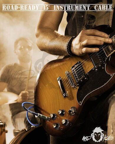 كابل أدوات الجيتار بطول 15 قدم - 1/4 بوصة TS إلى 1/4 بوصة TS Pro درجة مزدوجة من التويد المعزول للجيتار الكهربائي، والباس، والأمبير، ولوحة المفاتيح (أخضر وأبيض) in Kuwait