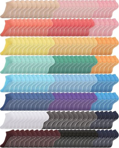 100 Pairs Non Slip Pilates Socks with Grip Yoga Socks Anti Skid Hospital Socks Barre Socks with Grips for Women Girl Workout in Saudi Arabia