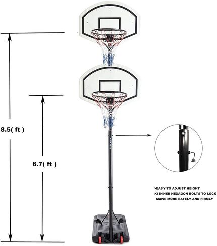 Best View Heavy Duty Indoor & Outdoor Portable Big Size Basketball Hoop & Goal Stand Back Boar for Kids & Adult, Height Adjustable in Saudi Arabia