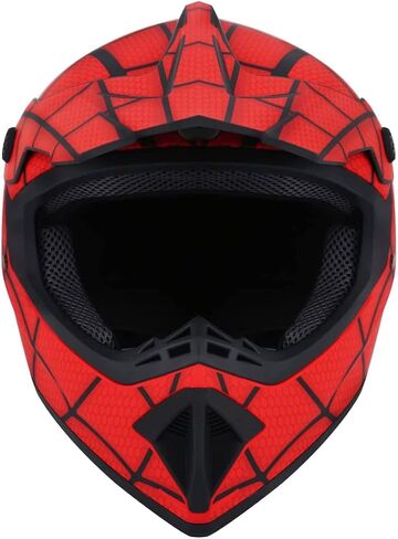 Dirt Bike Helmets Motocross Helmet Spiderman Style ATV Helmet with Goggles for Unisex Youth Kids DOT/FMVSS 218 Approved in Saudi Arabia