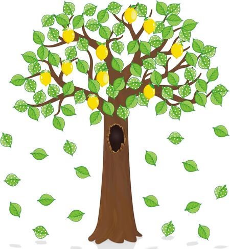 189 Pcs Classroom Tree Bulletin Board Set Summer Lemon Tree Bulletin Board Decor with Polka Dot Leaves Cutouts Lemon Cutouts for School Classroom Chalkboard Wall Decor in Saudi Arabia