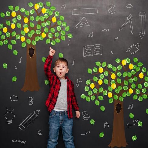 189 Pcs Classroom Tree Bulletin Board Set Summer Lemon Tree Bulletin Board Decor with Polka Dot Leaves Cutouts Lemon Cutouts for School Classroom Chalkboard Wall Decor in Saudi Arabia