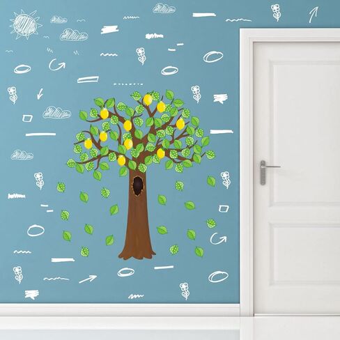 189 Pcs Classroom Tree Bulletin Board Set Summer Lemon Tree Bulletin Board Decor with Polka Dot Leaves Cutouts Lemon Cutouts for School Classroom Chalkboard Wall Decor in Saudi Arabia