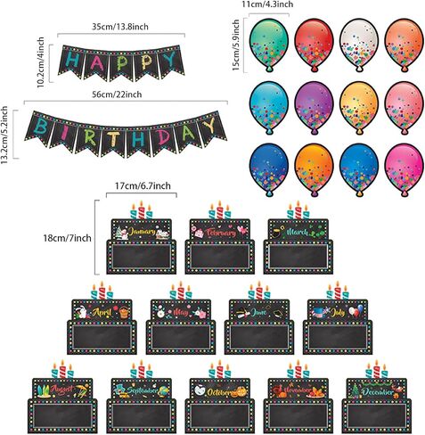 26pc Happy Birthday Bulletin Board Set Chalkboard Bulletin Board Classroom Birthday Decoration Cutouts for Calendars Bulletin Boards Back to School Decoration in Saudi Arabia