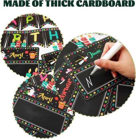 26pc Happy Birthday Bulletin Board Set Chalkboard Bulletin Board Classroom Birthday Decoration Cutouts for Calendars Bulletin Boards Back to School Decoration in Saudi Arabia