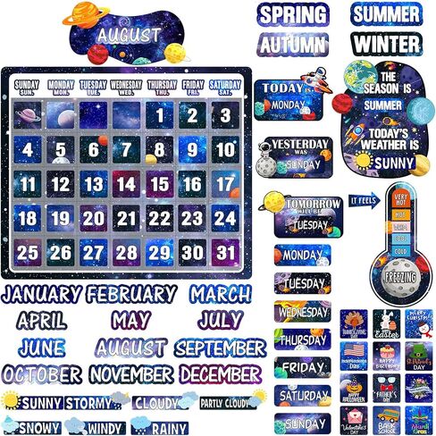 85 قطعة من لوحة نشرة تقويم كاندي لاند، لوحة نشرة تقويمية للفصل الدراسي مع أرقام شهر الطقس للعودة إلى المدرسة، موضوع جميل، سبورة سبورة لتزيين جدران الفصل الدراسي in Kuwait