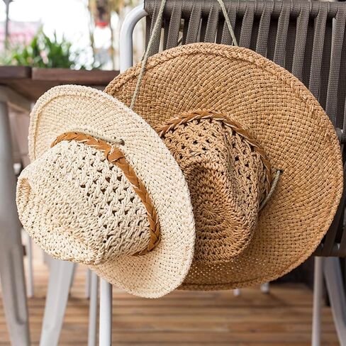 Kids Straw Cowboy Hat Wide Brim Sun Hat Shapeable Western Style Country Cowgirl Summer Panama Hat Sombrero UPF 50+ Beach Hat in Saudi Arabia