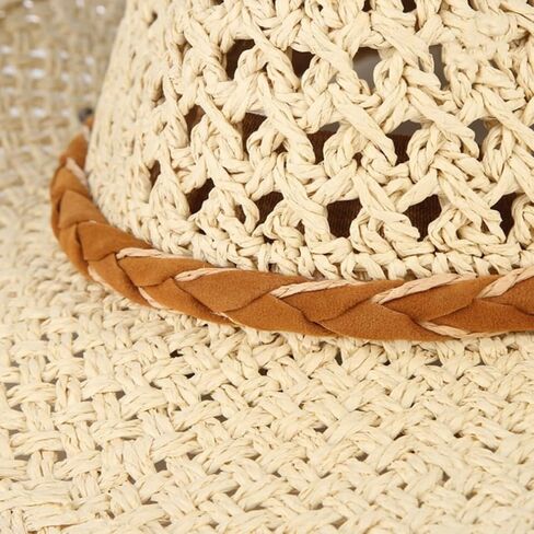 Kids Straw Cowboy Hat Wide Brim Sun Hat Shapeable Western Style Country Cowgirl Summer Panama Hat Sombrero UPF 50+ Beach Hat in Saudi Arabia