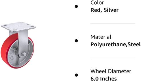 عجلات شديدة التحمل مقاس 6 × 2 - عجلات صناعية من مادة البولي يوريثين ذات قدرة تحمل قوية تصل إلى 1200 رطل، عجلة صلبة، تستخدم على نطاق واسع في الأثاث، ومقعد العمل، وصندوق الأدوات (1 صلب) in Kuwait
