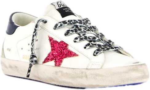 Golden Goose Women's Super Star Leather Upper and Heel Glitter Star Suede Spur Signature Foxing Fashion Sneaker in Saudi Arabia