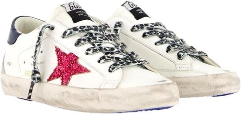 Golden Goose Women's Super Star Leather Upper and Heel Glitter Star Suede Spur Signature Foxing Fashion Sneaker in Saudi Arabia