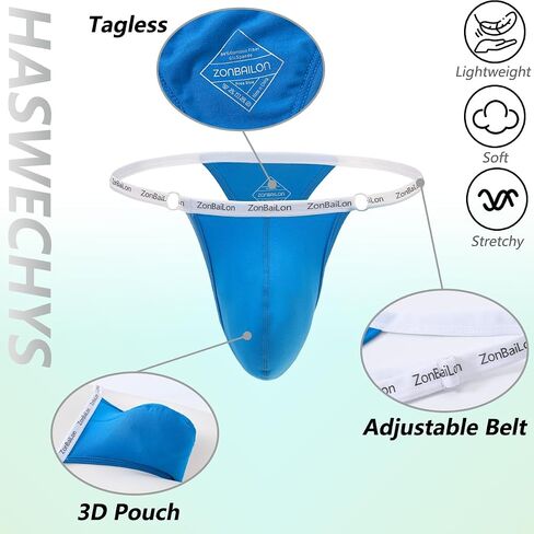 Sexy Men's Thongs Low Waist Bamboo Viscose Fiber Underwear With Adjustable Waistline in Saudi Arabia