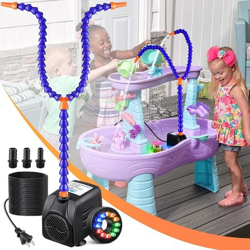 مضخة طاولة المياه مع أضواء ملونة، مضخة تدفق مياه صيفية قابلة للتعديل للأولاد والبنات، طاولة مياه مع أنابيب مياه مزدوجة، ألعاب طاولة رش في الهواء الطلق للأولاد والبنات in Kuwait