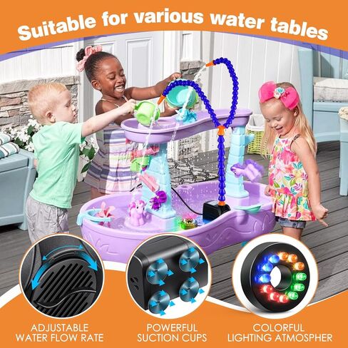 مضخة طاولة المياه مع أضواء ملونة، مضخة تدفق مياه صيفية قابلة للتعديل للأولاد والبنات، طاولة مياه مع أنابيب مياه مزدوجة، ألعاب طاولة رش في الهواء الطلق للأولاد والبنات in Kuwait