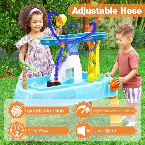 مضخة طاولة المياه مع أضواء ملونة، مضخة تدفق مياه صيفية قابلة للتعديل للأولاد والبنات، طاولة مياه مع أنابيب مياه مزدوجة، ألعاب طاولة رش في الهواء الطلق للأولاد والبنات in Kuwait