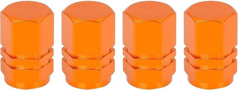 X AUTOHAUX 4pcs Orange Tire Stem Valve Caps Wheel Valve Covers Car Dustproof Hexagon Shape Aluminium Alloy Tire Cap in Saudi Arabia