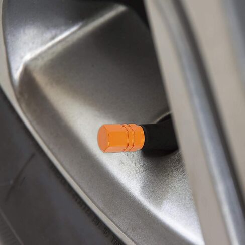 X AUTOHAUX 4pcs Orange Tire Stem Valve Caps Wheel Valve Covers Car Dustproof Hexagon Shape Aluminium Alloy Tire Cap in Saudi Arabia