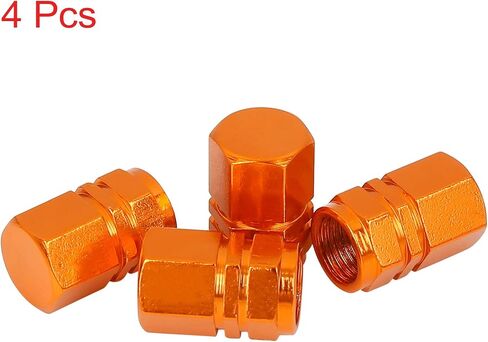 X AUTOHAUX 4pcs Orange Tire Stem Valve Caps Wheel Valve Covers Car Dustproof Hexagon Shape Aluminium Alloy Tire Cap in Saudi Arabia