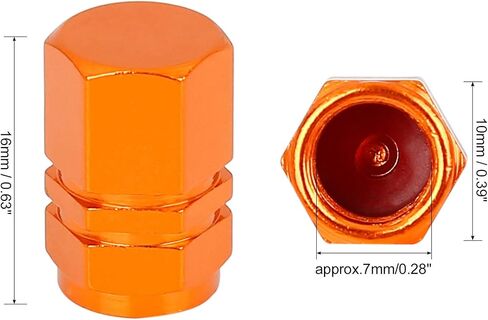X AUTOHAUX 4pcs Orange Tire Stem Valve Caps Wheel Valve Covers Car Dustproof Hexagon Shape Aluminium Alloy Tire Cap in Saudi Arabia