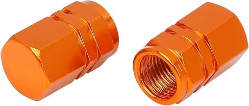 X AUTOHAUX 4pcs Orange Tire Stem Valve Caps Wheel Valve Covers Car Dustproof Hexagon Shape Aluminium Alloy Tire Cap in Saudi Arabia