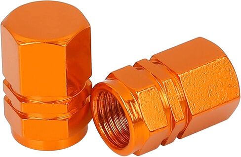 X AUTOHAUX 4pcs Orange Tire Stem Valve Caps Wheel Valve Covers Car Dustproof Hexagon Shape Aluminium Alloy Tire Cap in Saudi Arabia