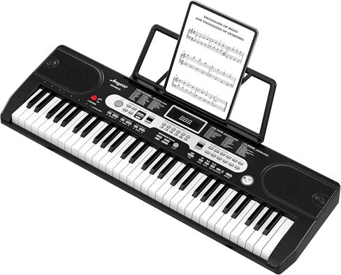 Keyboard Piano for Beginners, 61 Key Piano Keyboard with Built-In Speaker Microphone, Sheet Stand and Power Supply, Portable Keyboard Teaching for Best Birthday or Christmas Gift in Saudi Arabia