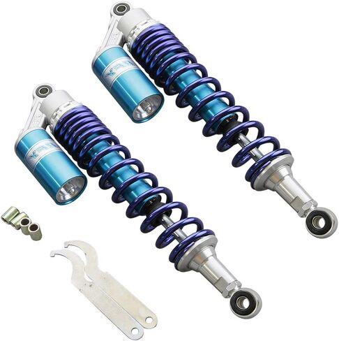 Mallofusa 15.75Inch Motorcycle Pair Rear 400mm Air Shock Absorber Round Hole Universal Compatible for Yamaha YFZ 450 Banshee Honda TRX 450 Quad Kawasaki Suzuki ATV Go Kart, Eye to Eye 400mm Blue in Saudi Arabia