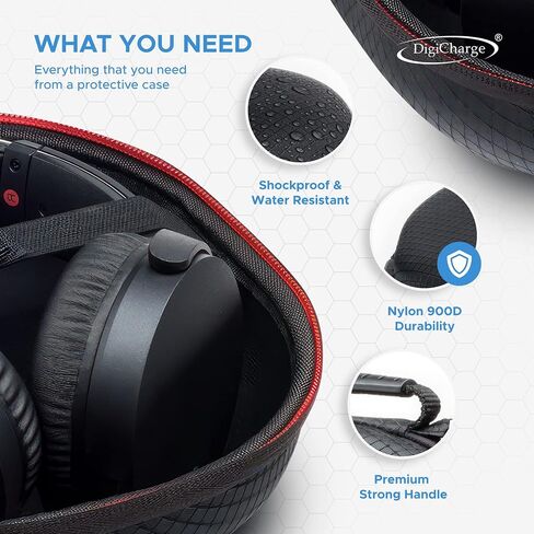 حقيبة حمل واقية صلبة من Digicharge لأجهزة Sony وJBL وBeats وBose فوق الأذن وSteelSeries Nova Arctis Prime وMpow وBeexcellent وسماعات ألعاب Logitech مقاس 19×23 سم كحد أقصى لسماعات الرأس in Saudi Arabia