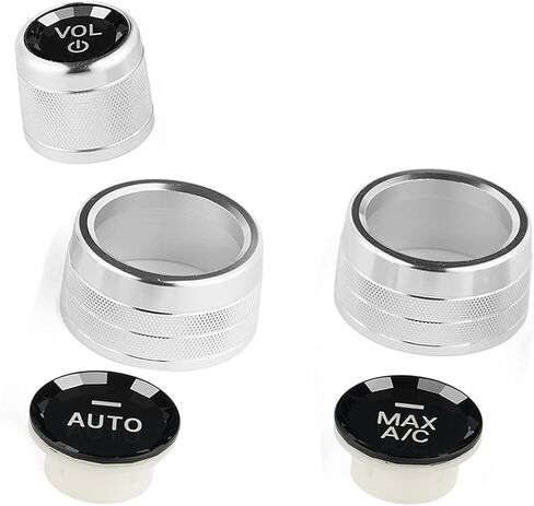 غطاء مقبض تكييف الهواء بنمط الكريستال الفضي للتحكم في المناخ ومقبض مستوى الصوت متوافق مع BMW 5 6 7 Series X5 X6 F10 F12 F01 F15 F16 (الطراز B لهيكل F) in Kuwait