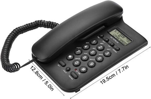 Yoidesu KX-T076 Wired Telephone Landline Phone with Caller ID, Corded Home Phone Wall Mounted Phone Wired Telephone Fixe Desktop Landline Telephone for Home Hotel (Black) in Saudi Arabia