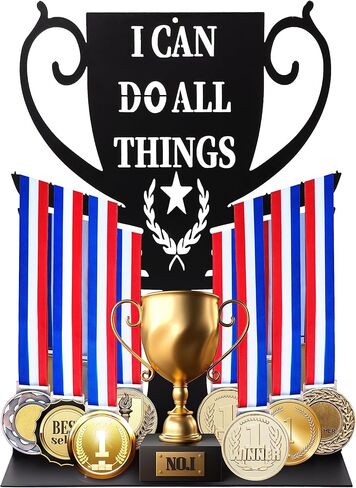 Race Medal Hanger Display Rack -Sturdy Wall Mount Trophy Holder for Medals, Easy to Install for Sports Marathon, Gymnastics, Soccer, etc- Holds Over 30 Medals Trophies & Ribbon Belt in Saudi Arabia