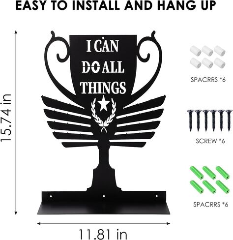 Race Medal Hanger Display Rack -Sturdy Wall Mount Trophy Holder for Medals, Easy to Install for Sports Marathon, Gymnastics, Soccer, etc- Holds Over 30 Medals Trophies & Ribbon Belt in Saudi Arabia