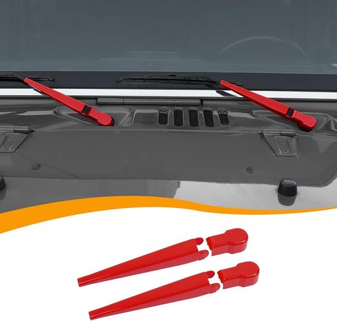 Hoolcar Front Windshield Wiper Accessories Front Window Arm Blade Cover Trim Compatible with Jeep Wrangler JK JKU 2007-2017, Red, 2Pcs in Saudi Arabia