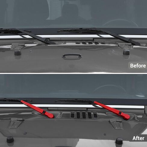 Hoolcar Front Windshield Wiper Accessories Front Window Arm Blade Cover Trim Compatible with Jeep Wrangler JK JKU 2007-2017, Red, 2Pcs in Saudi Arabia