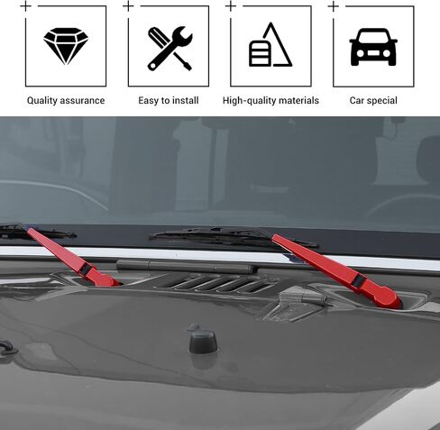 Hoolcar Front Windshield Wiper Accessories Front Window Arm Blade Cover Trim Compatible with Jeep Wrangler JK JKU 2007-2017, Red, 2Pcs in Saudi Arabia